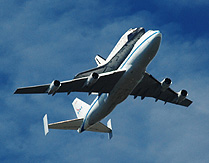 Endeaver Shuttle Pigyback on 747 over Los Angeles photo