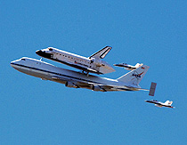Shutle Endeavor and 747 with Fighter Escort photo