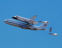 Shutle Endeavor and 747 with Fighter Escort photo