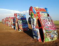 Buried Cadillacs at cadillac ranch Amarillo photo