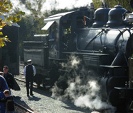 Operating steam locomotive rail town photo